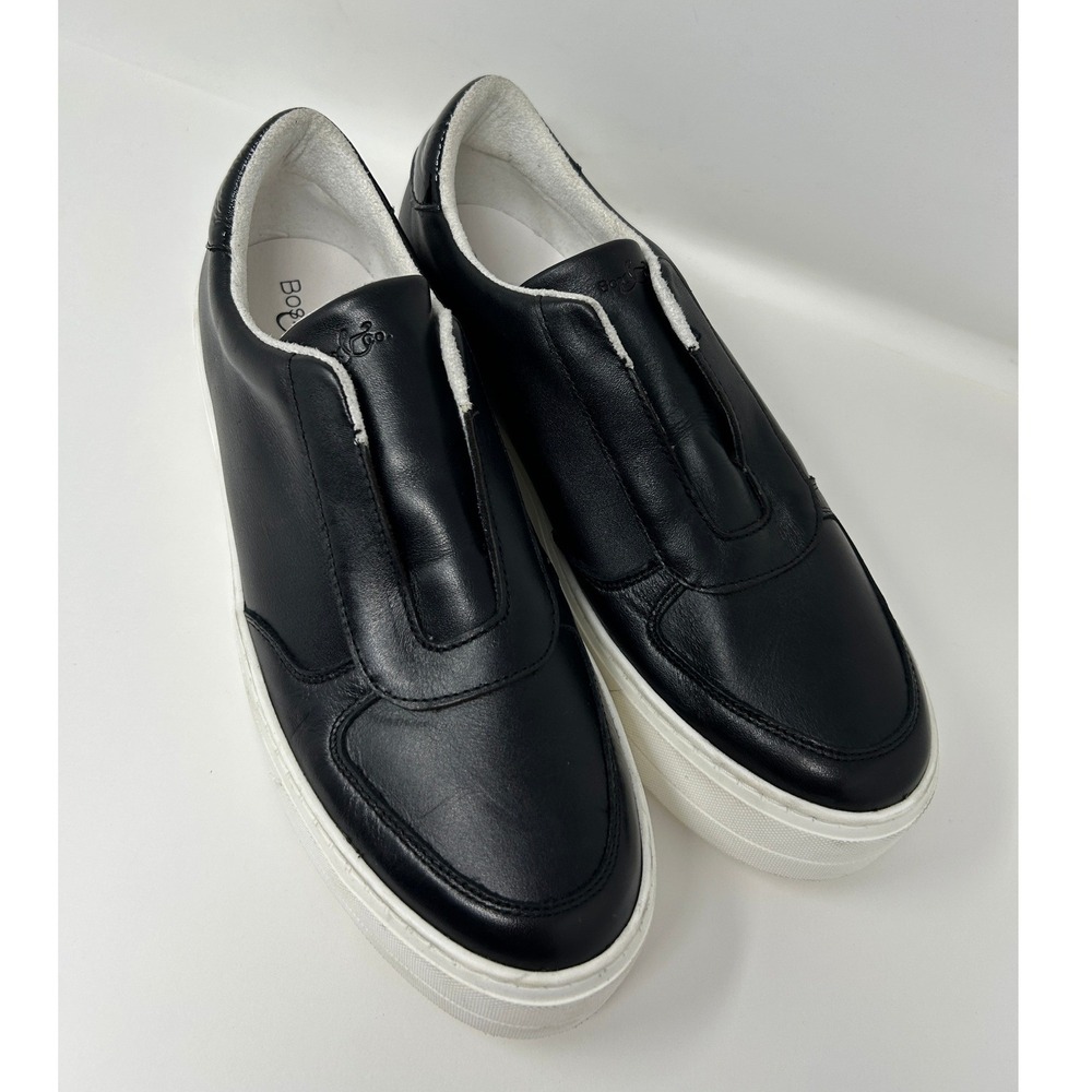 Bos & Co Black Leather Platform Slip On Sneakers Women Low Top Shoe EUR40 US 9.5